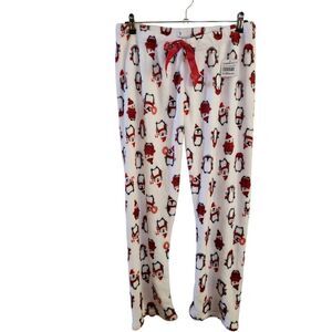 NYC Underground Printed Holiday Winter Plush Straight Leg Lounge PJ Pants Large